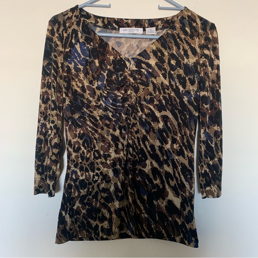 Liz Claiborne Women's Blouse with Gathered Front Detail, Size PS